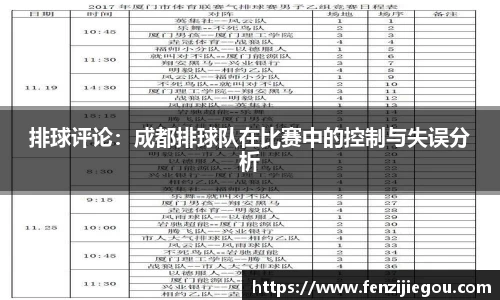 排球评论：成都排球队在比赛中的控制与失误分析